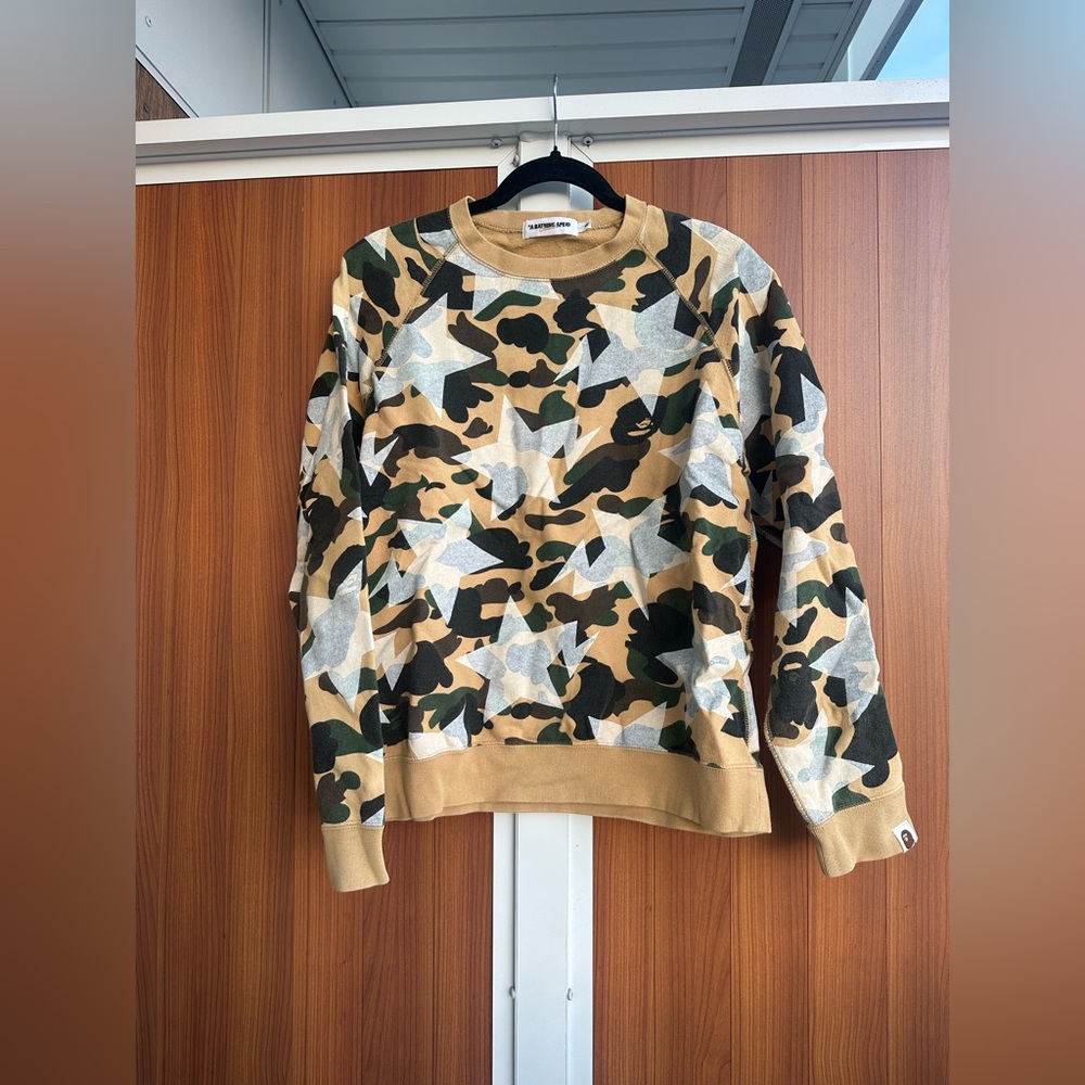 A Bathing Ape Camo Bapesta Crew neck pullover